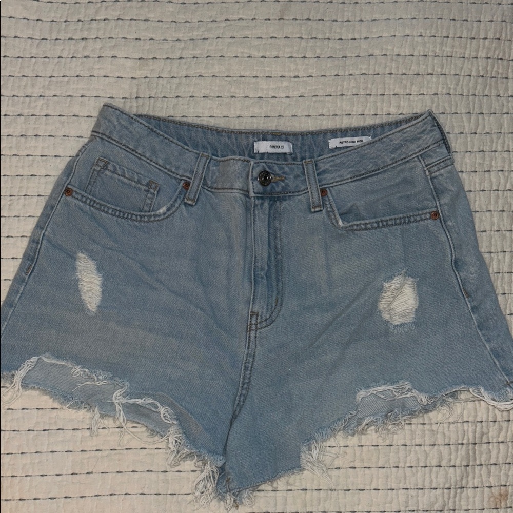 Light Blue Distressed high rise Denim Women’s Shorts